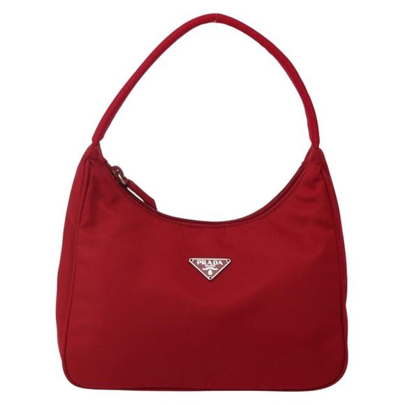 PRADA Hand Bag Nylon Red Silver - Picture 2 of 12